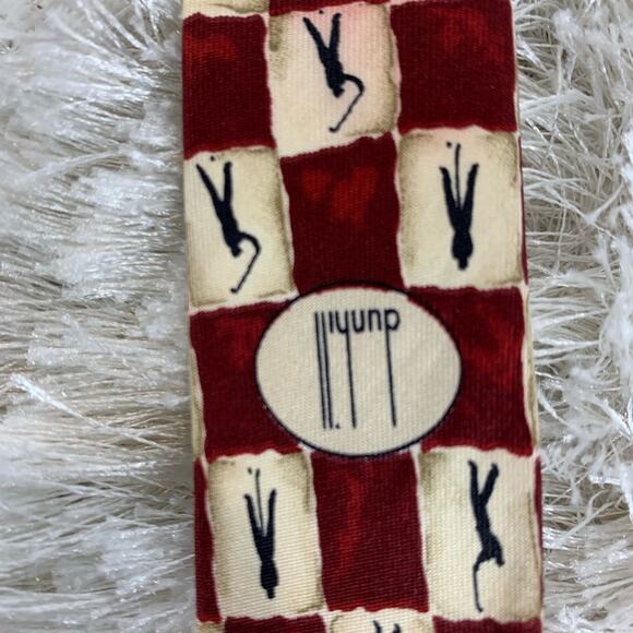 Vtg Silk Necktie Golf Golfer Geometric Red - Picture 7 of 7